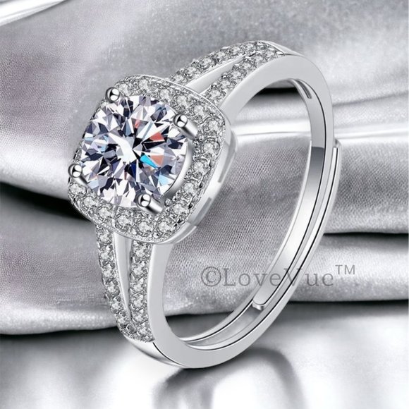 Certified 1ct. t.w. Diamond Moissanite Square Frame Brilliant Cut Wedding Ring - Picture 5 of 16